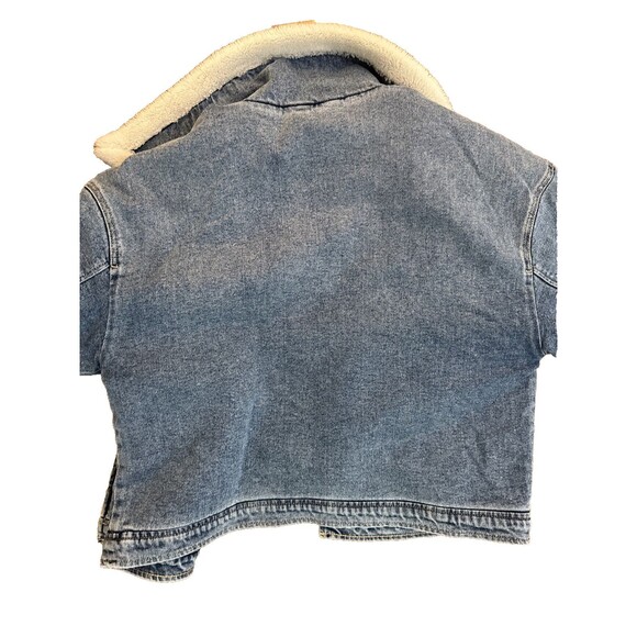 Hollister Faux Sherpa Lined Denim Jacket Blue Jean Coat Fur Collar Womens XL - Picture 6 of 6